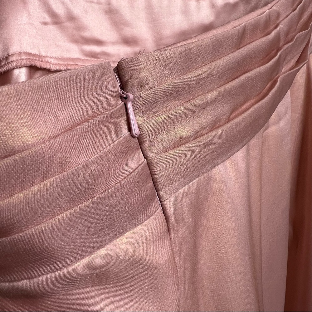 Mac Duggal Cut Out High Low Ruffle Gown NWT Size 12 Formal Dress Rose Gold - Picture 15 of 17